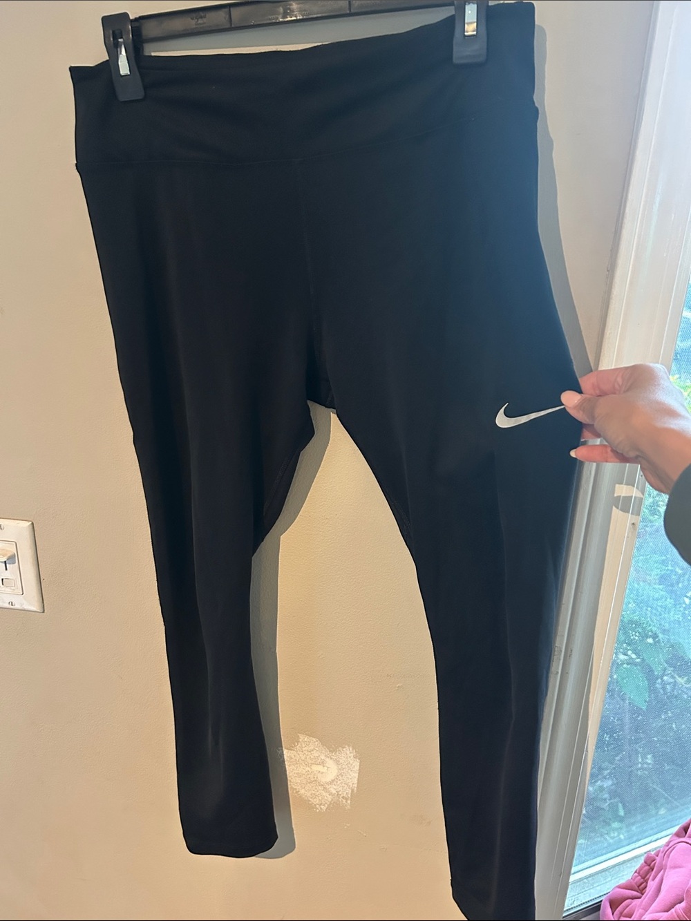 Nike Women’s Black Dri-FIT mesh Leggings with White Swoosh